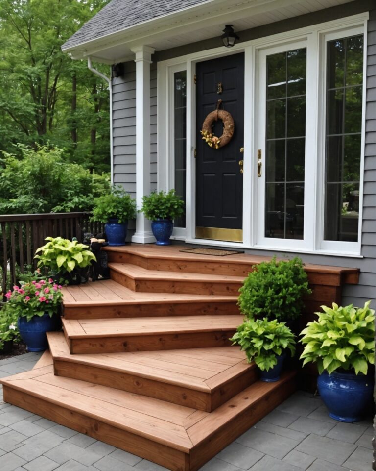 20 Beautiful Wood Backdoor Steps to Patio