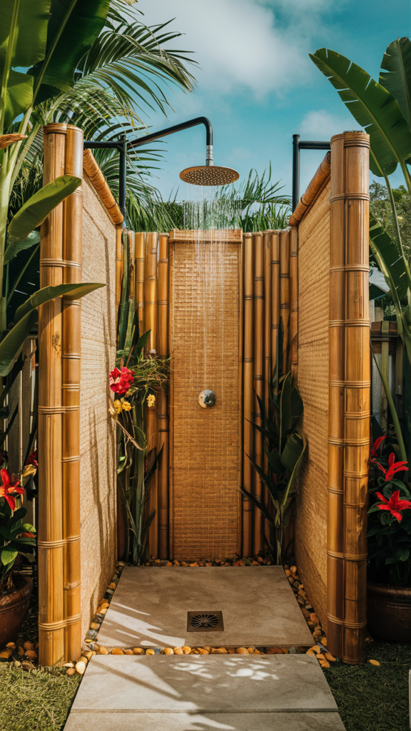 Add a Tropical-Themed Outdoor Shower