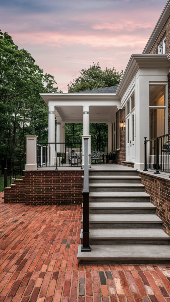 Brick Patio with Concrete Steps