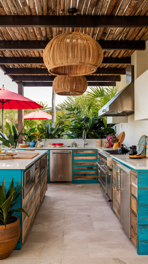 Incorporate an Outdoor Kitchen with a Tropical Twist