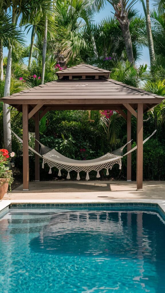 Poolside Gazebo with Hammock