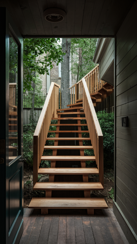 Wooden Steps with a Unique Angle for a Dramatic Effect