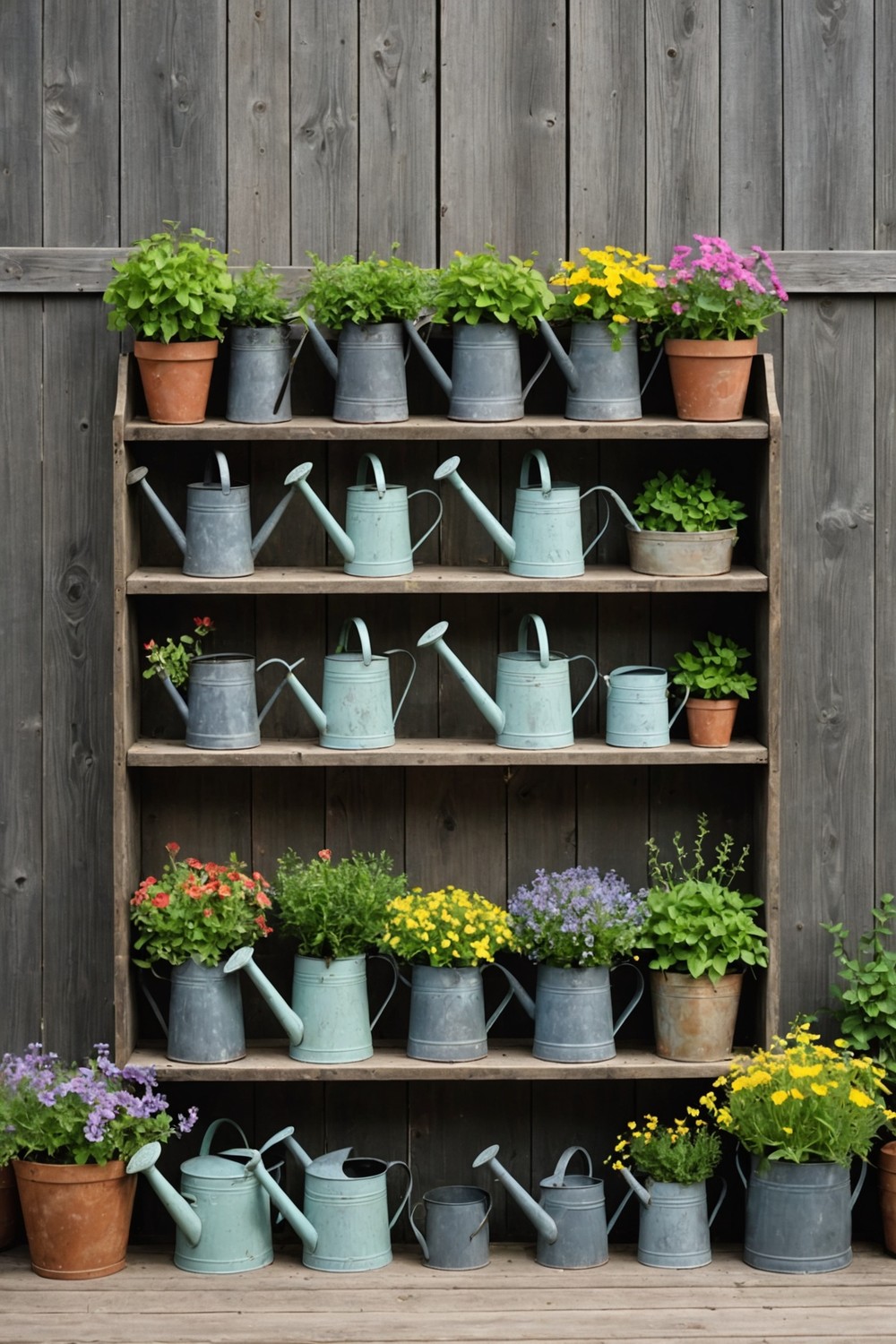 Antique Watering Cans as Decor