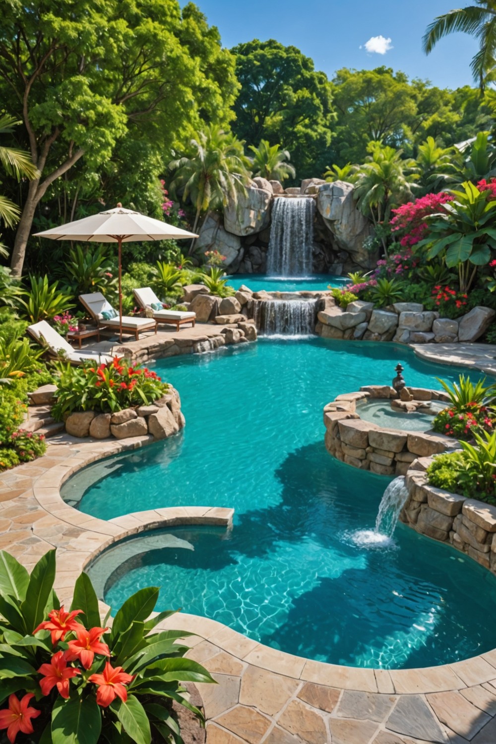 Artificial Rock Poolside Waterfall