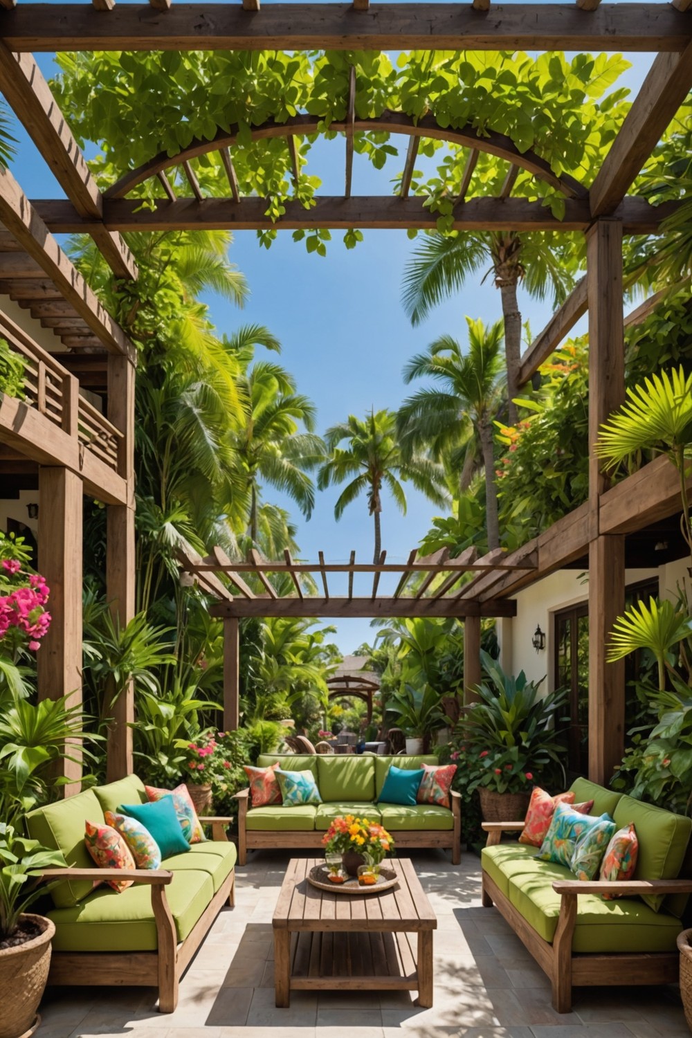 Breezy Pergola Seating Area