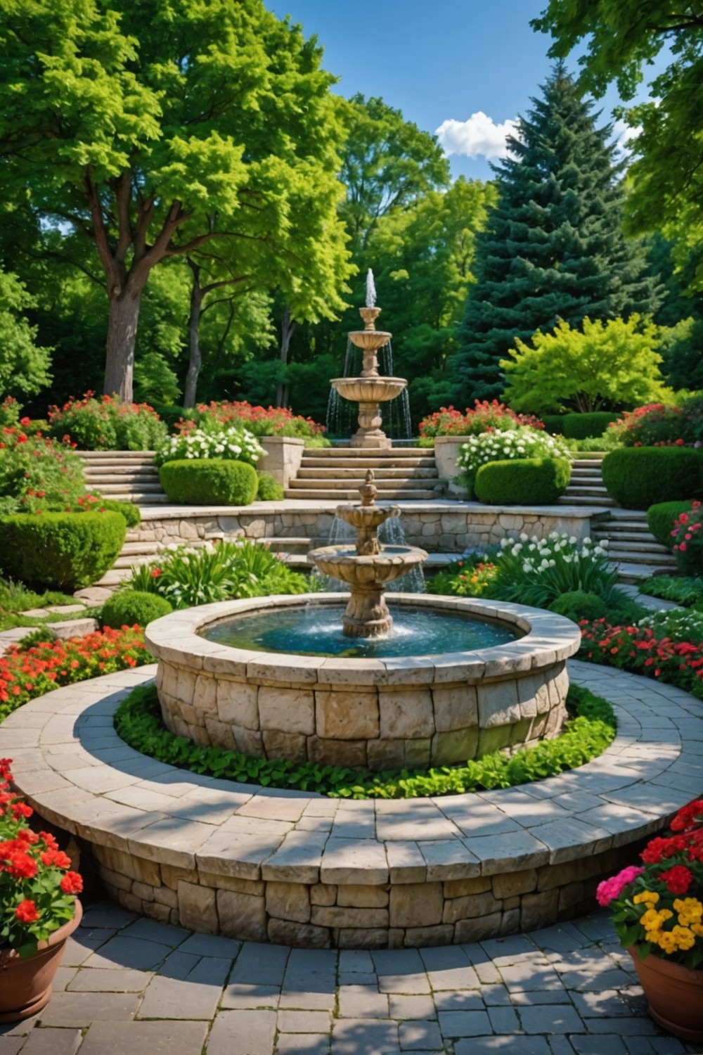 Circular Steps with Central Fountain