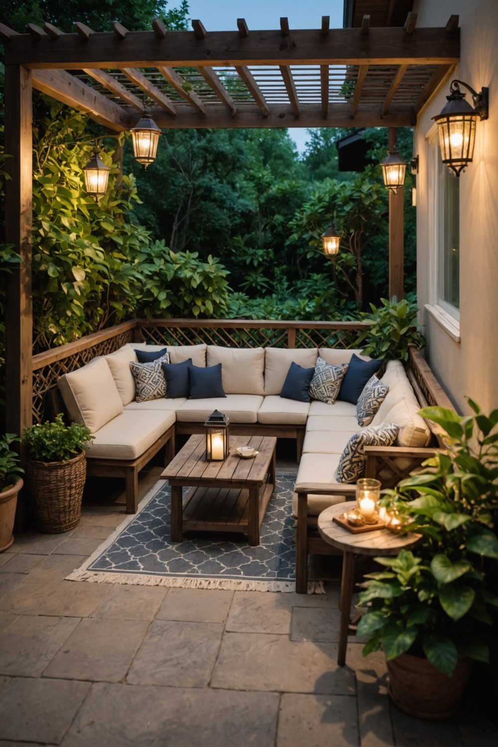 Cozy Corner with Wooden Railing and Lattice