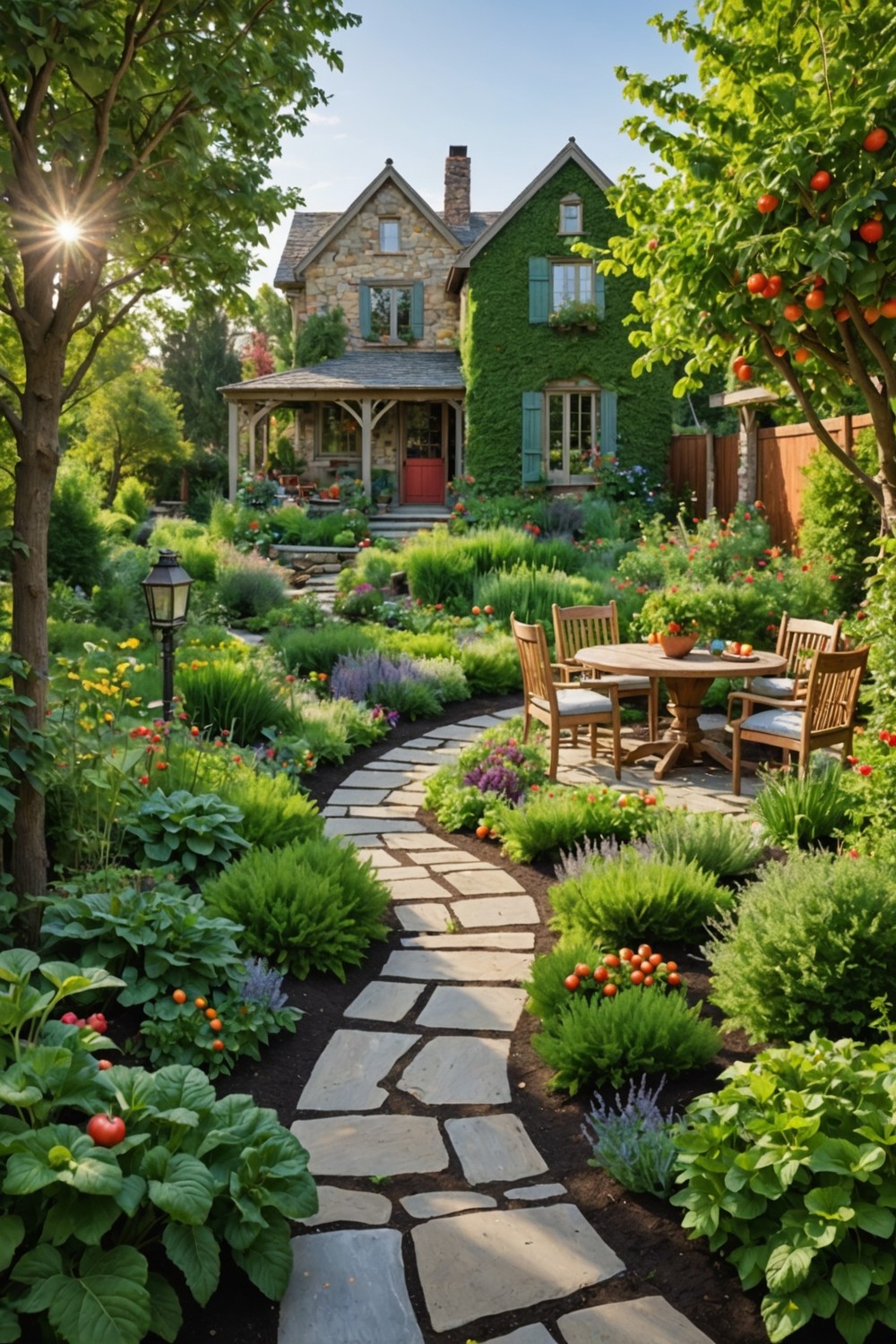 Edible Landscape with Fruit Trees and Veggies