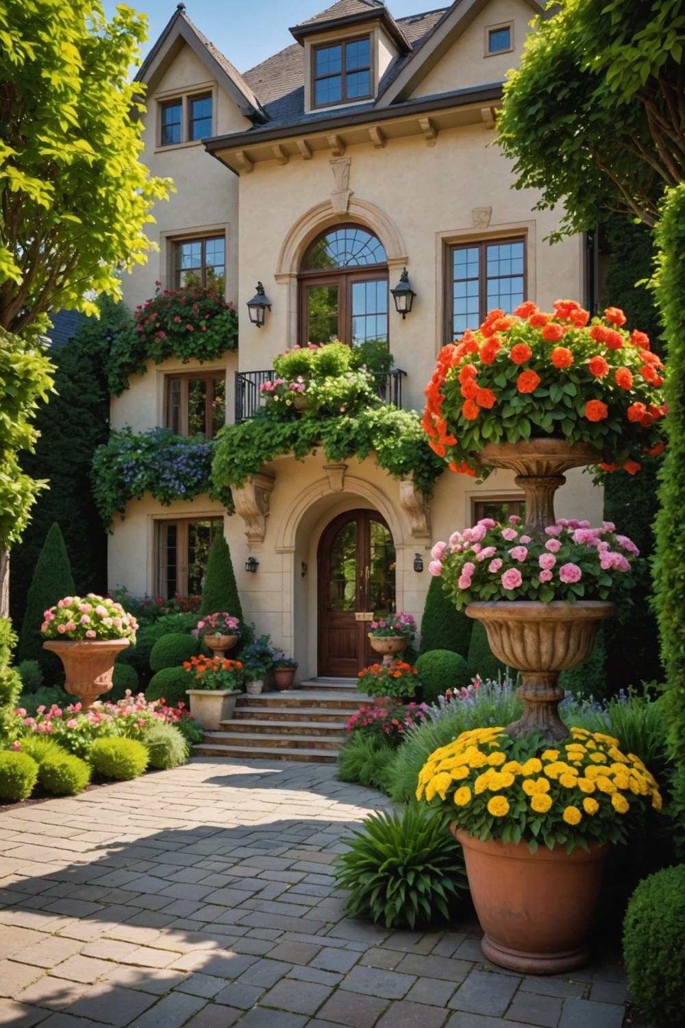 Entrance Accentuation with Flowers and Greenery