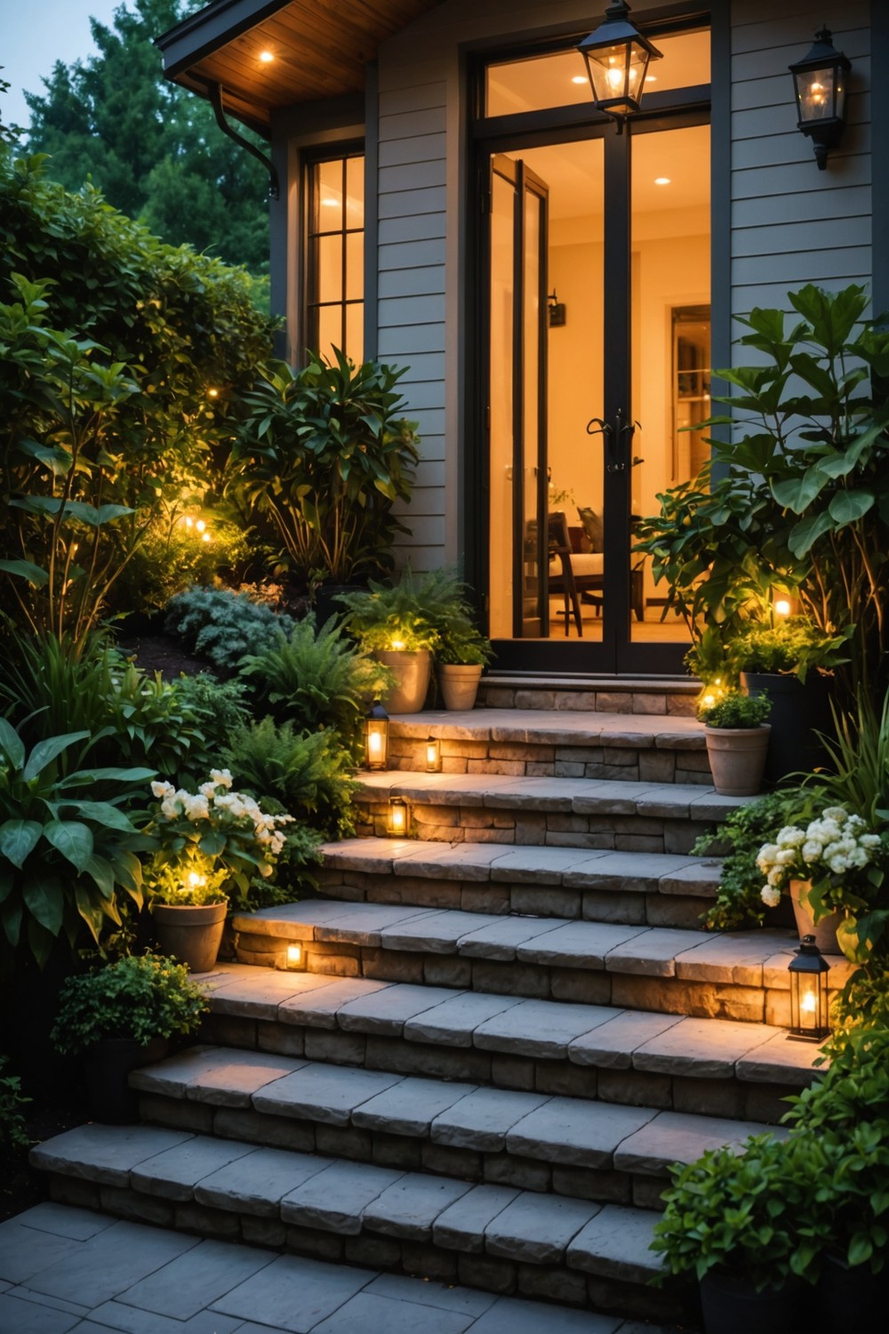 Illuminated Steps with Solar Lighting