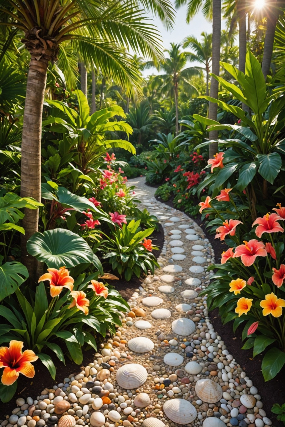 Incorporate a Pathway Made from Seashells or Pebbles
