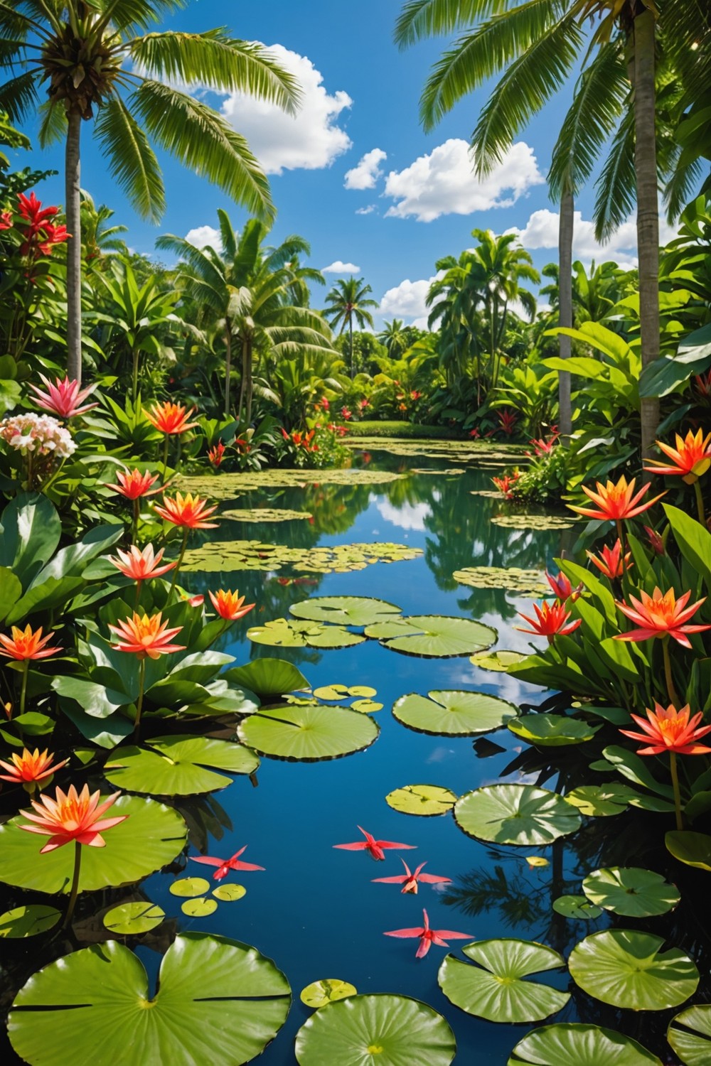 Incorporate a Small Pond with Water Lilies
