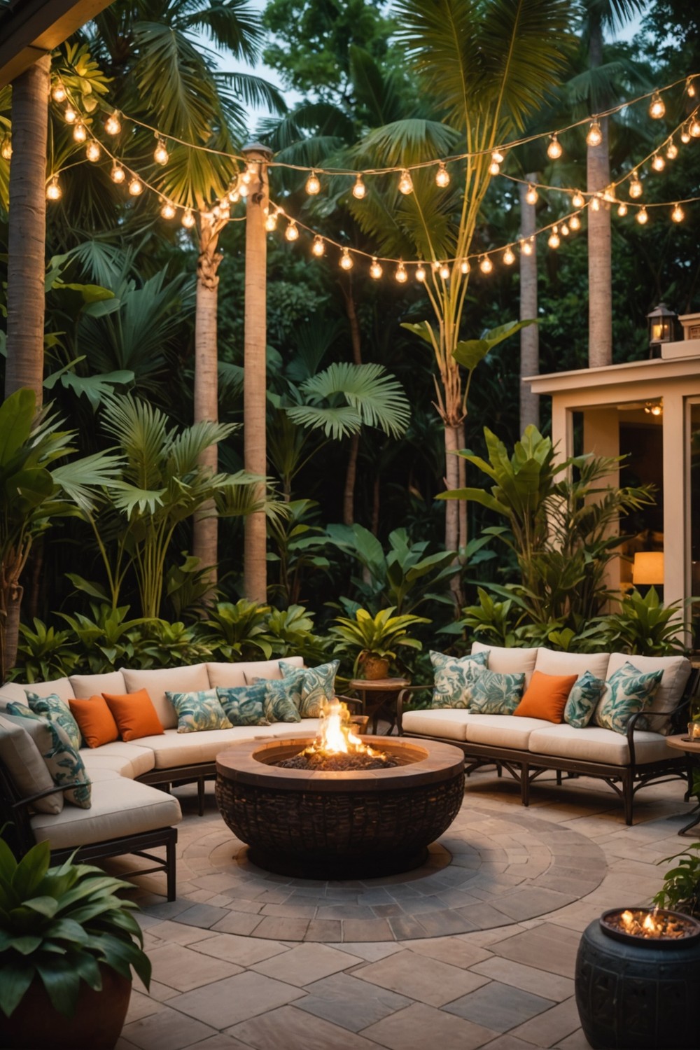 Incorporate a Tropical-Themed Fire Pit