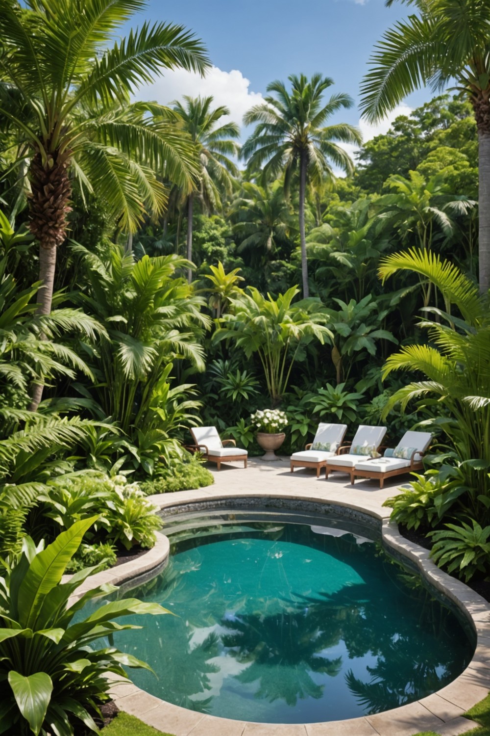 Lush Green Border Around Pool