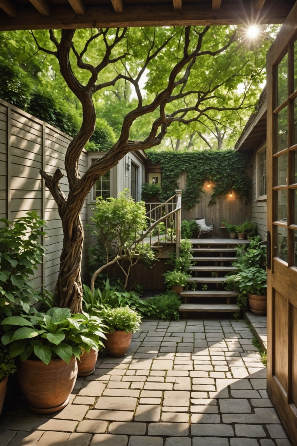 Nature-Inspired Steps with Branch Railings