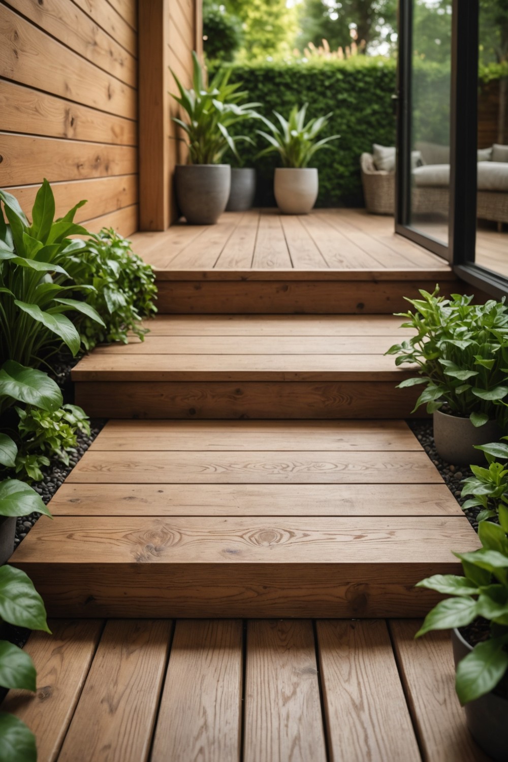 Rustic Oak Steps with Natural Finish