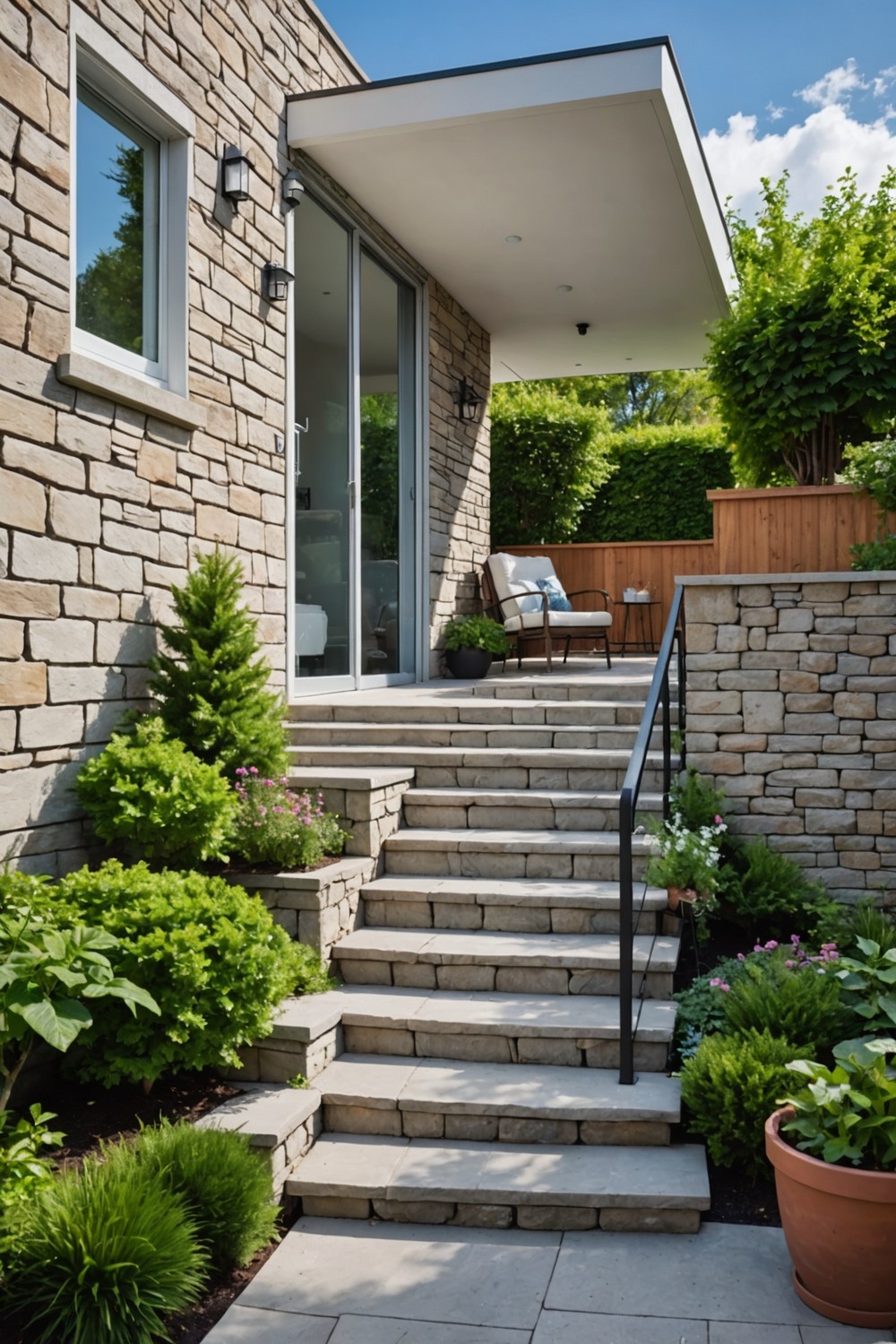 Small but Mighty Steps with Aluminum Railing