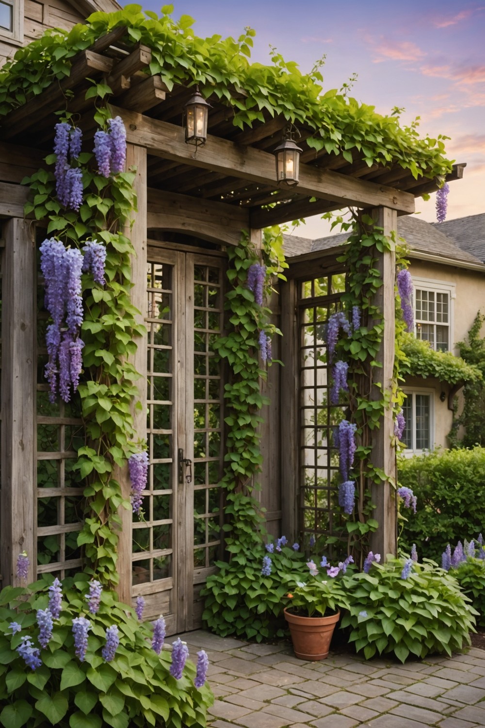 Trellis with Flowering Vines for a Whimsical Touch