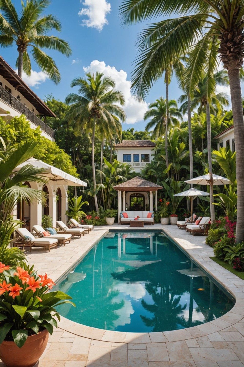 Tropical Landscaping with Poolside Dining