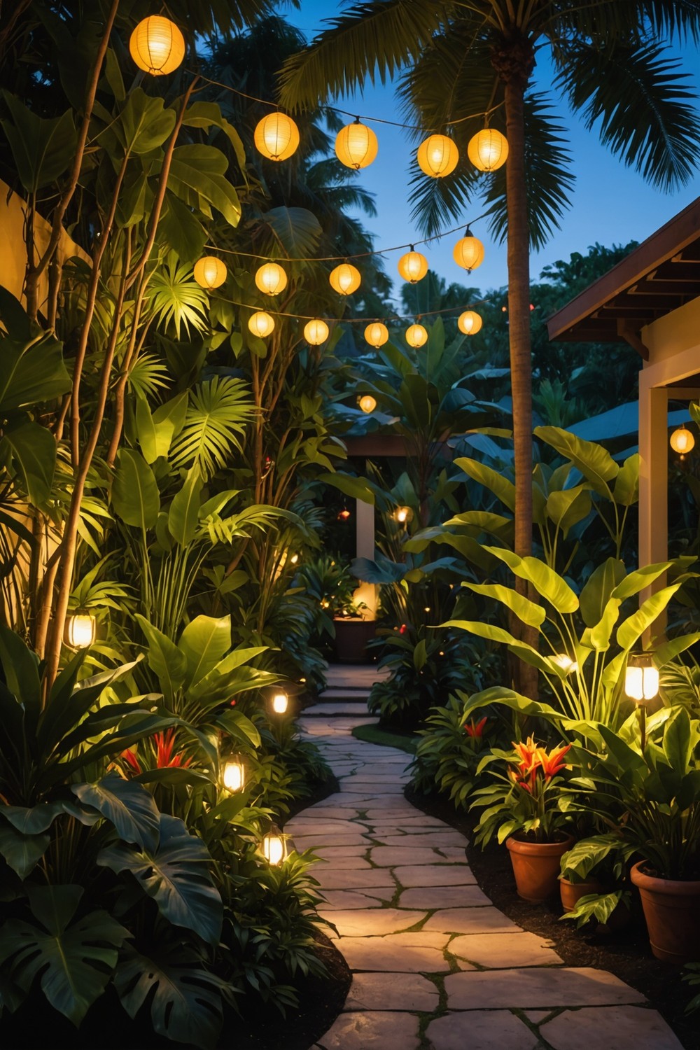 Use Outdoor Lighting to Highlight Tropical Plants