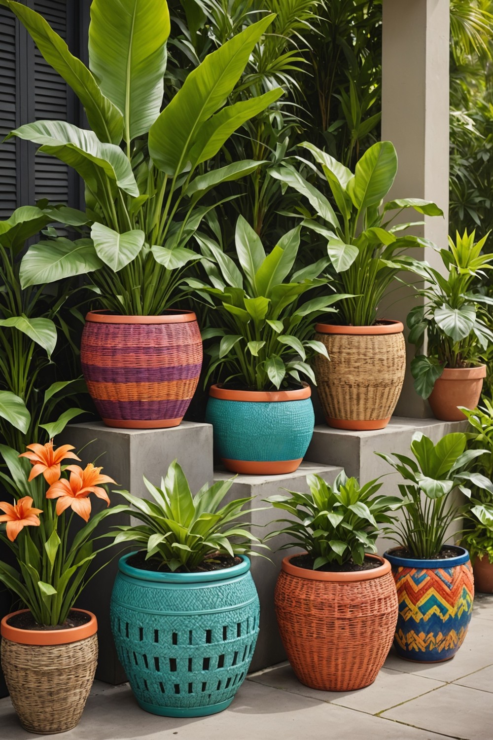 Use Tropical-Inspired Planters and Containers