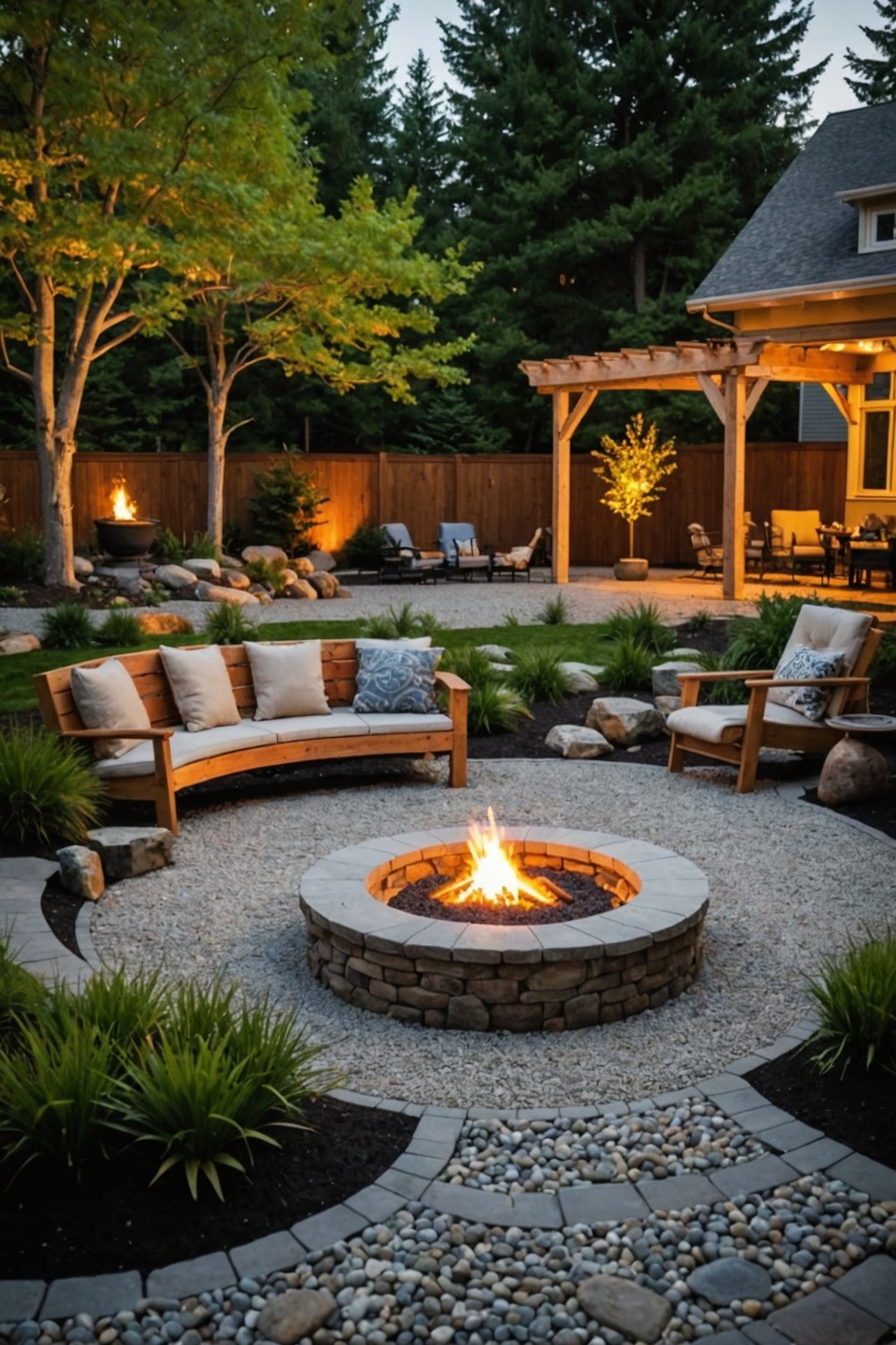 Construct a Pebble Fire Pit Area