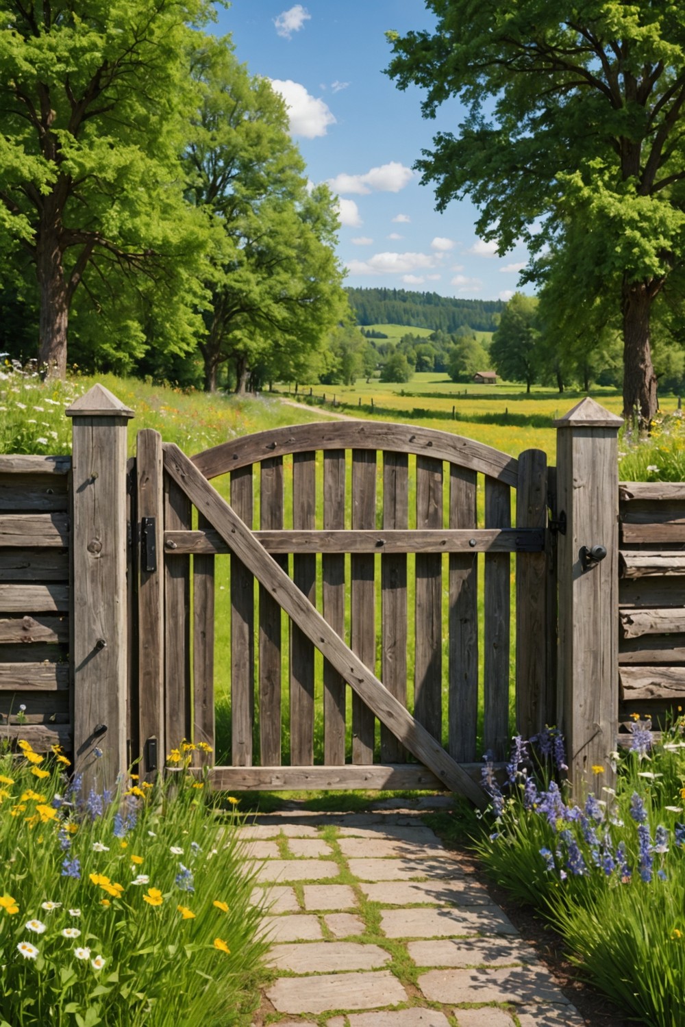 Country-Chic Gate with Rustic Wood Fencing