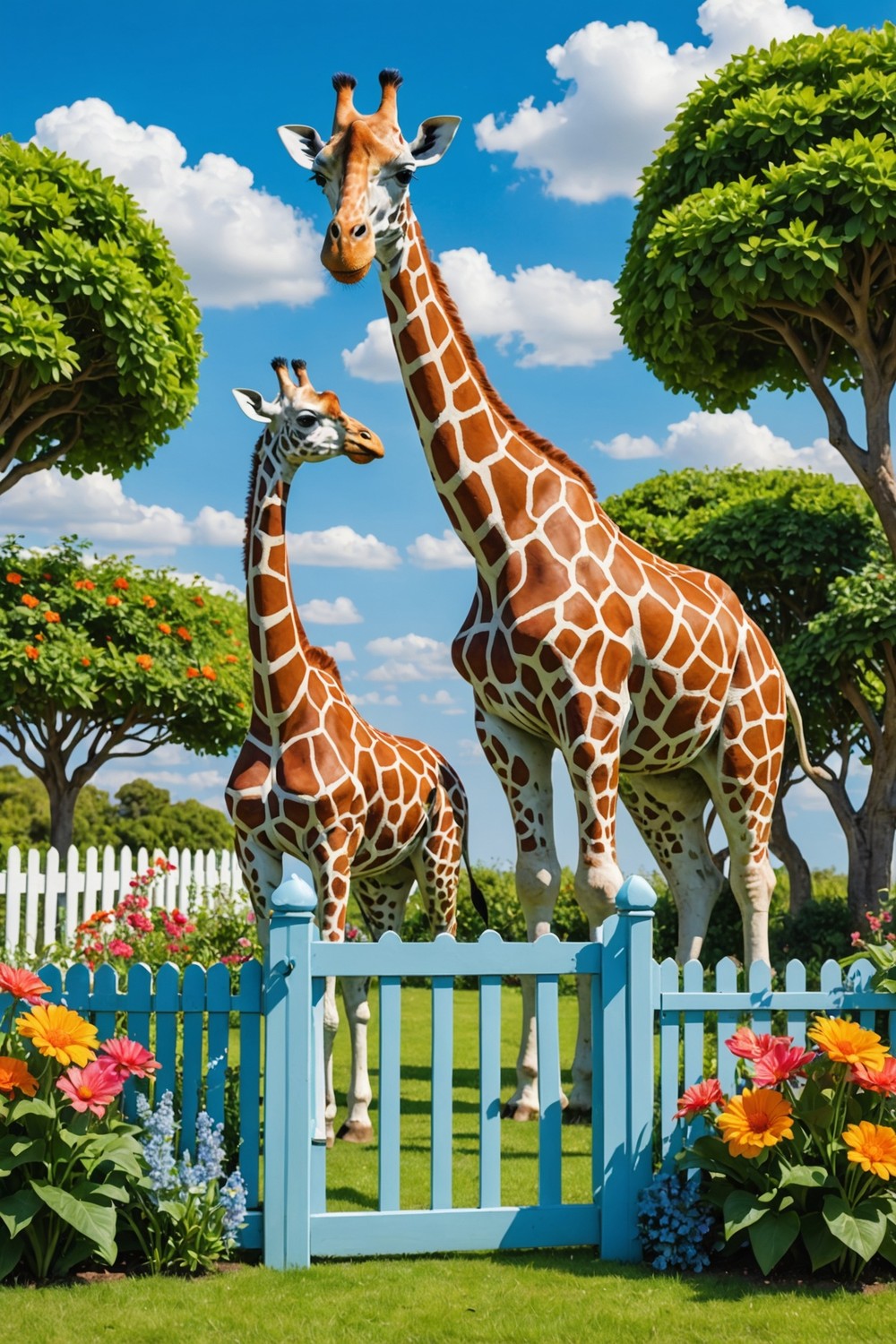 Giraffe and Elephant Garden Friends