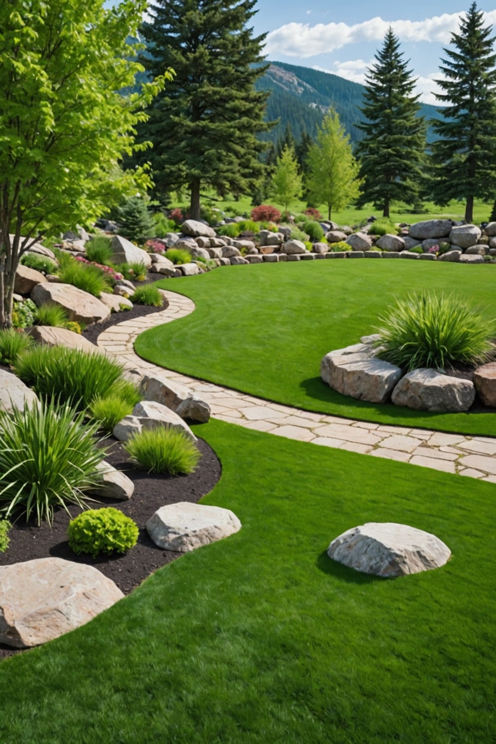 Incorporate Boulders in a Border for Grass