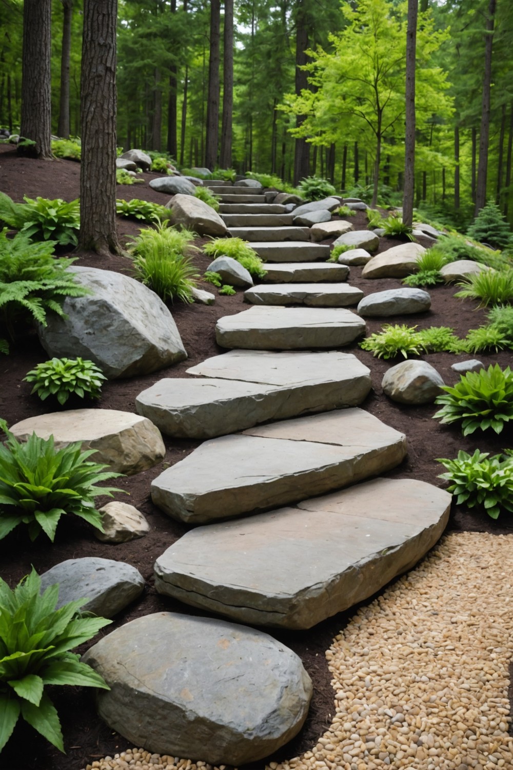 Install Boulder Steps for a Sloped Yard