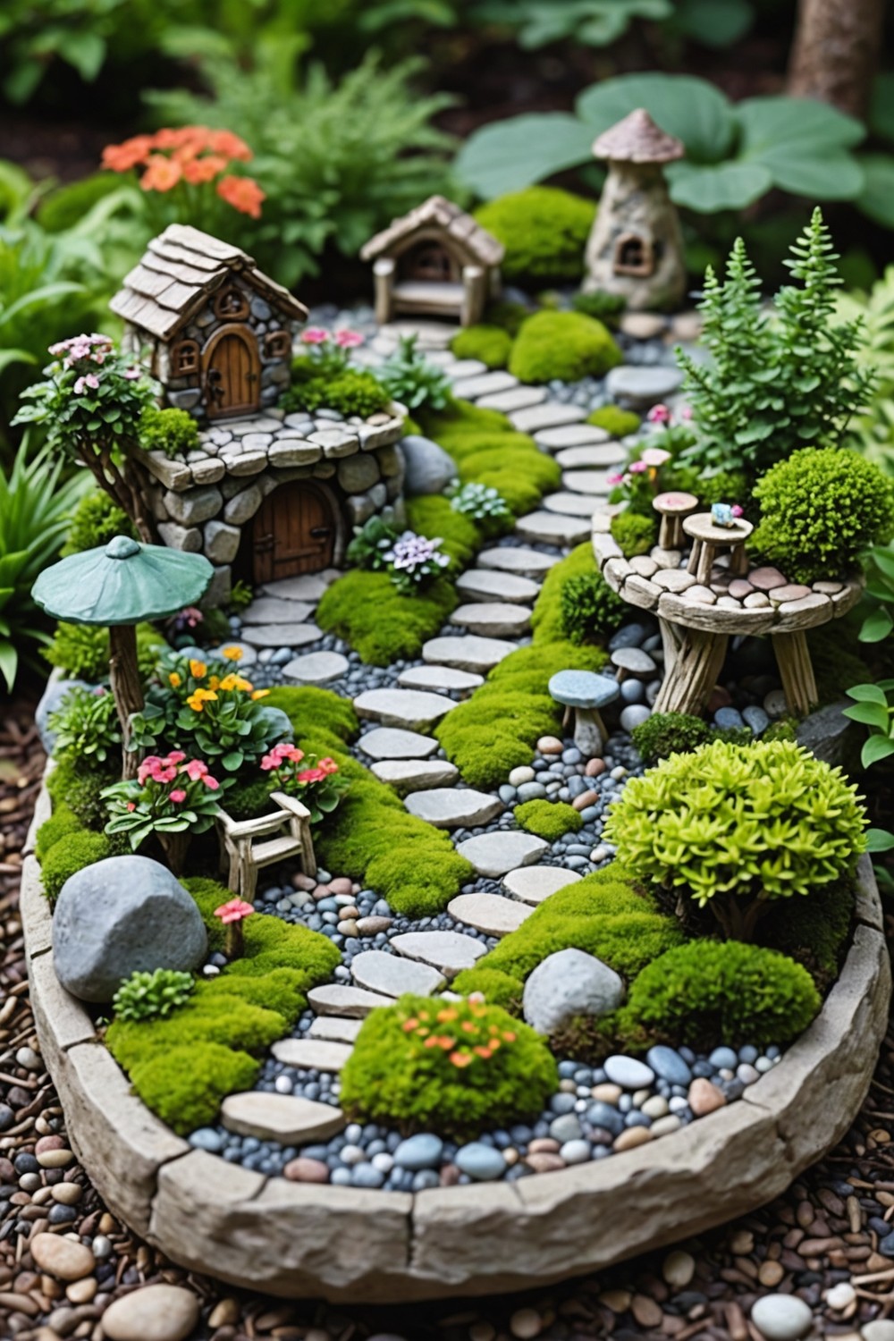 Miniature Fairy Gardens with Rocks