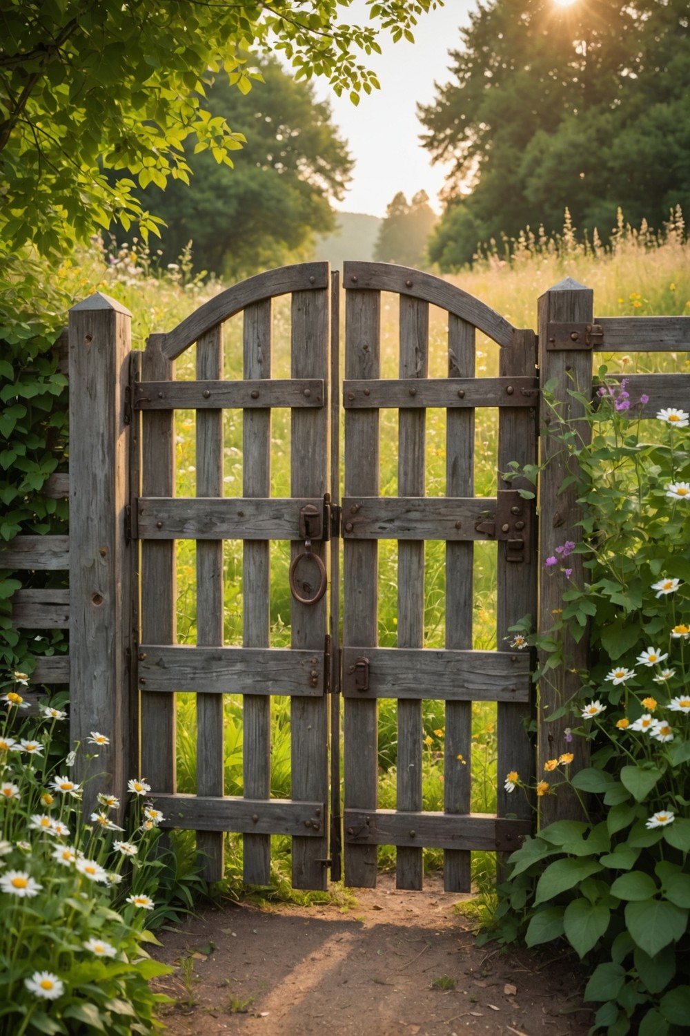 Reclaimed Wood Gate with Rustic Decorations