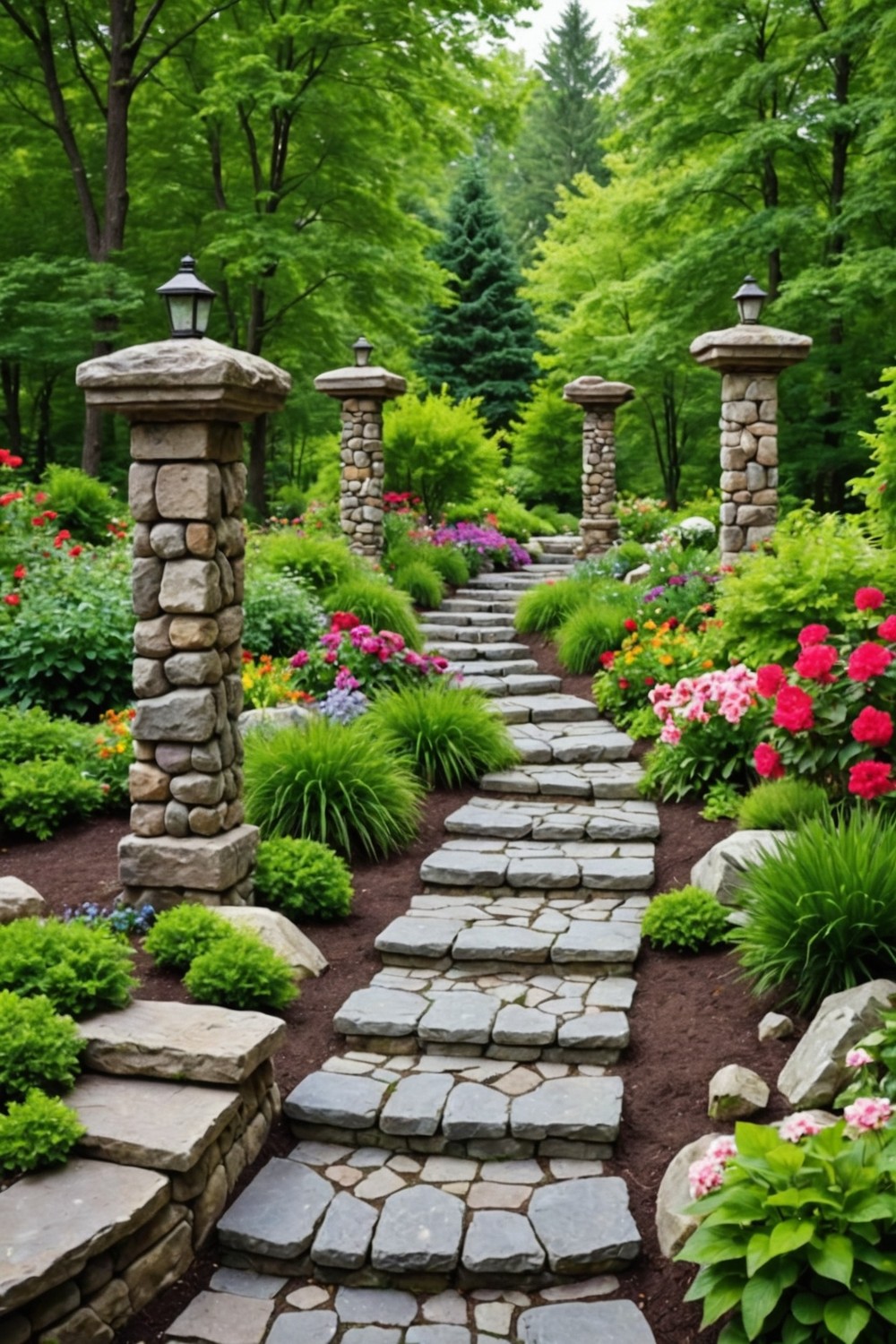 Rustic Stone Pillars