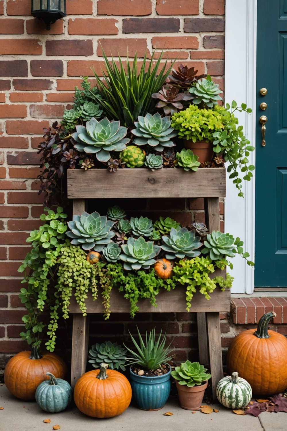 Rustic Wooden Planter Boxes with Succulents