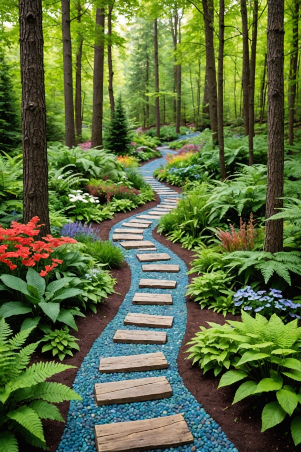 Use Pebbles in a Woodland Garden