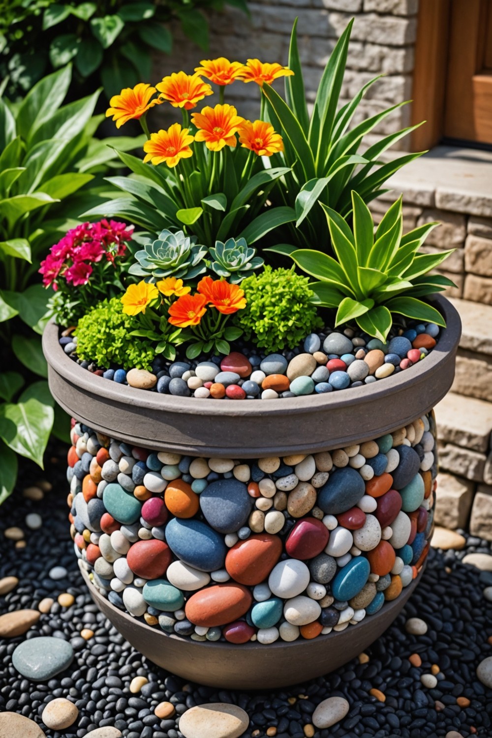 Use Pebbles in Ornamental Planters