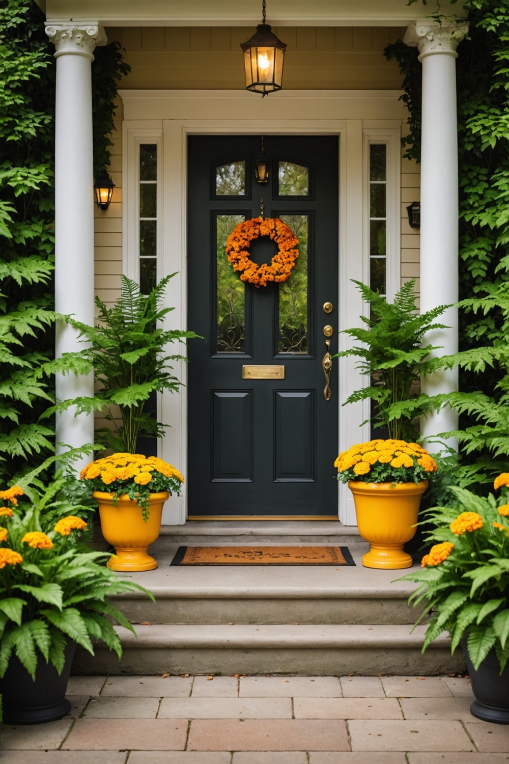 Vibrant Yellow and Orange Marigold Planters