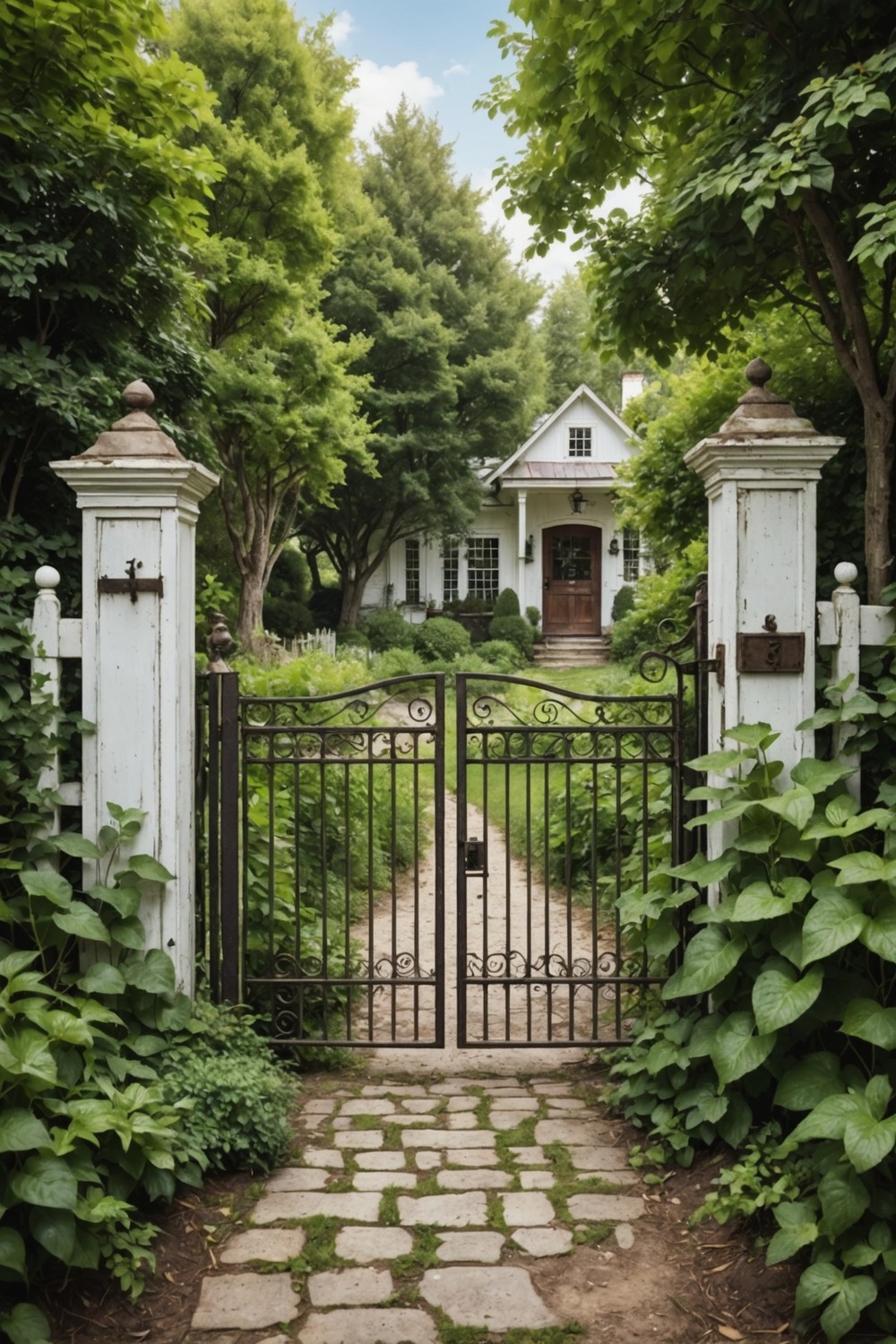 Vintage-Style Gate with Distressed Metal Accents