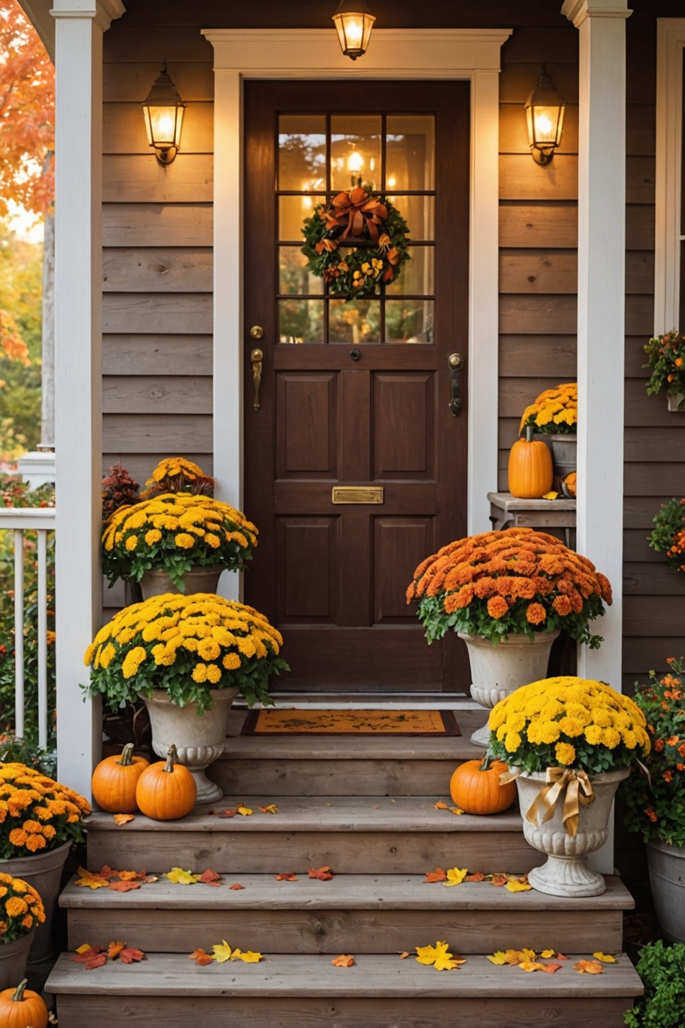 Vintage Window Box Planters with Fall Decorations
