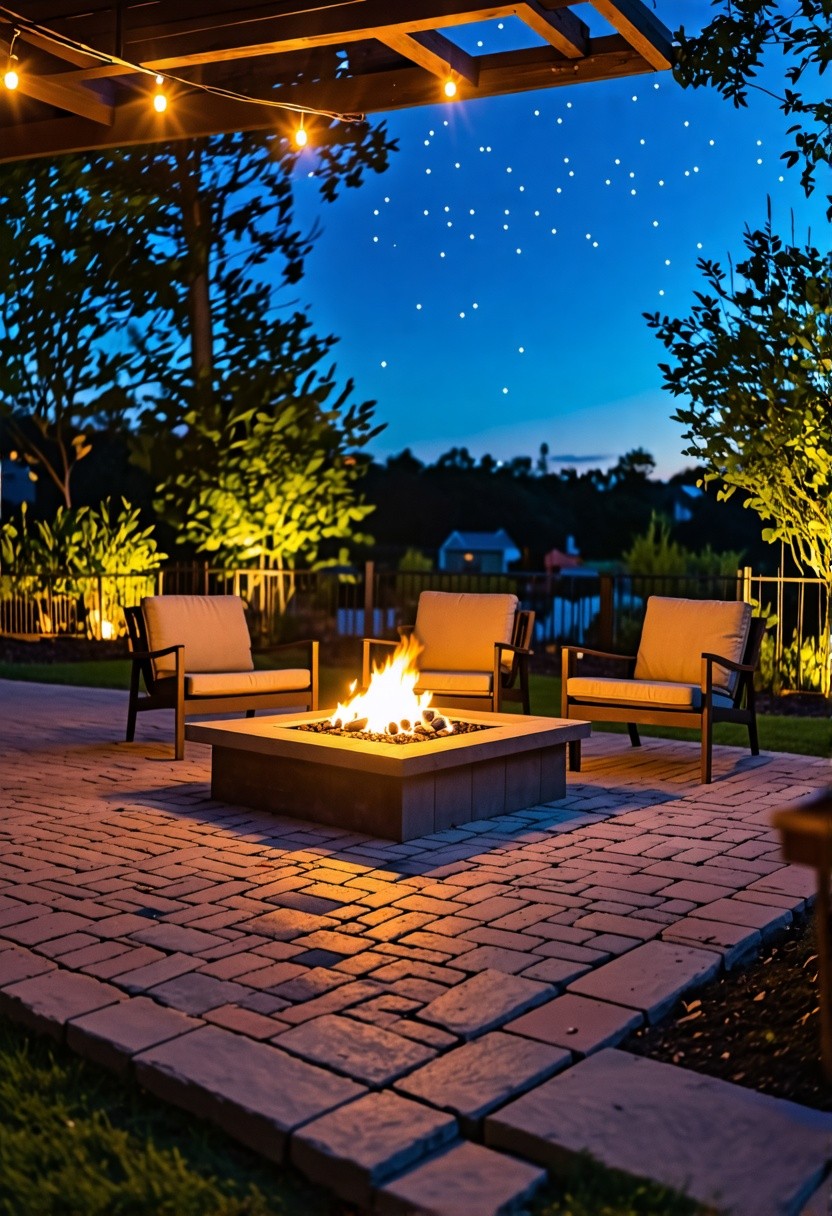 Brick Patio with Integrated Fire Pit