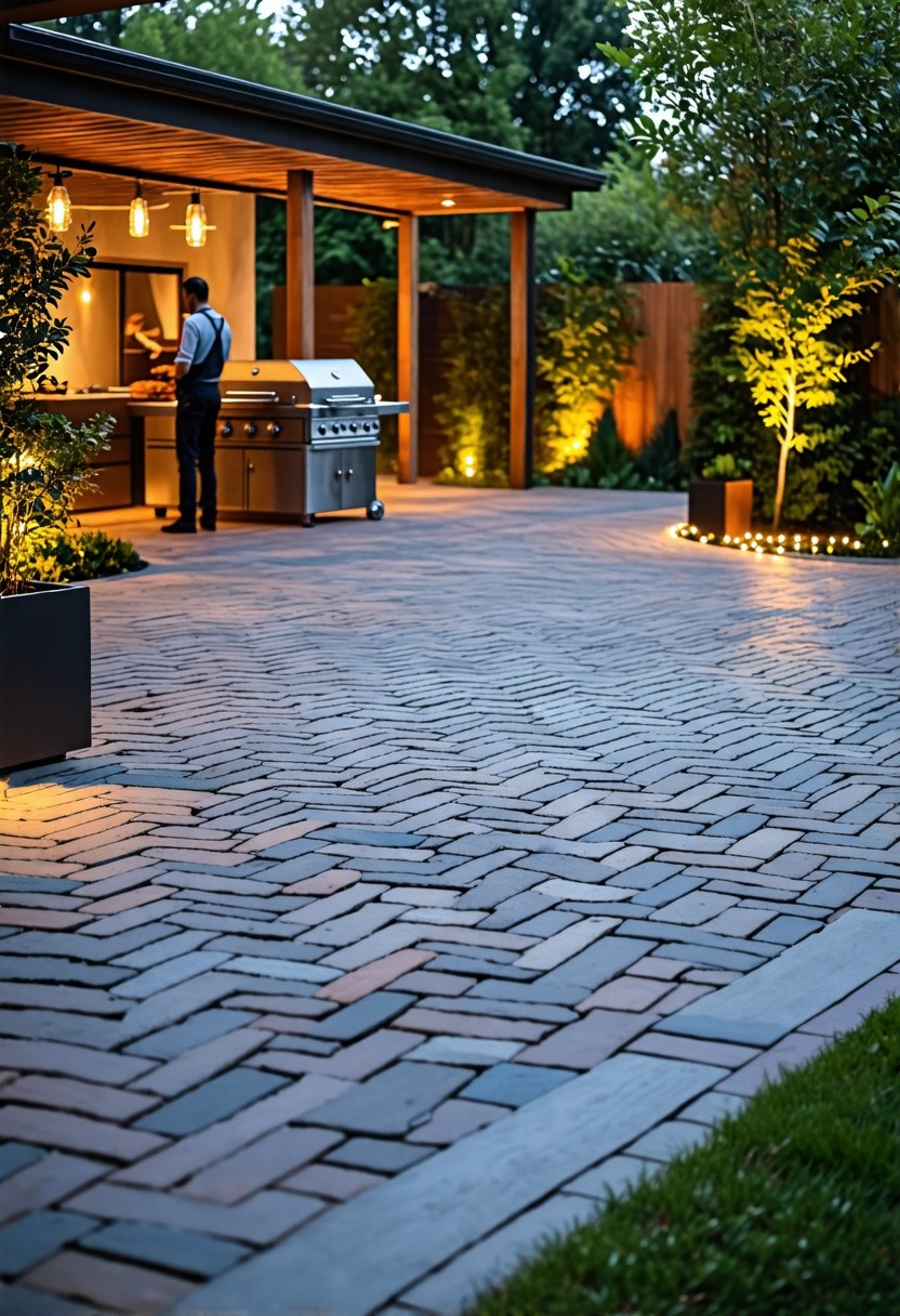 Herringbone Pattern Brick Patio