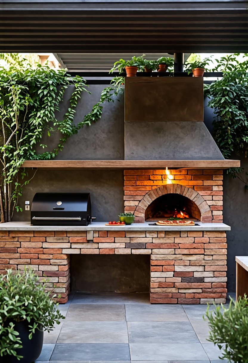 Outdoor Kitchen Area with Brick