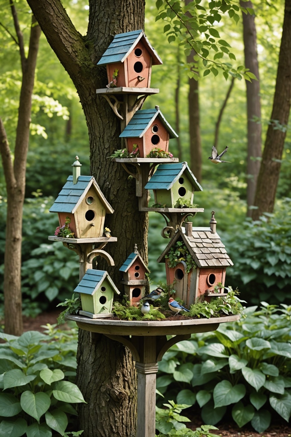 Use Vintage Birdhouses and Feeders