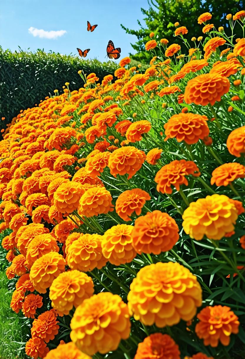 Marigold Hedge for Privacy Screening