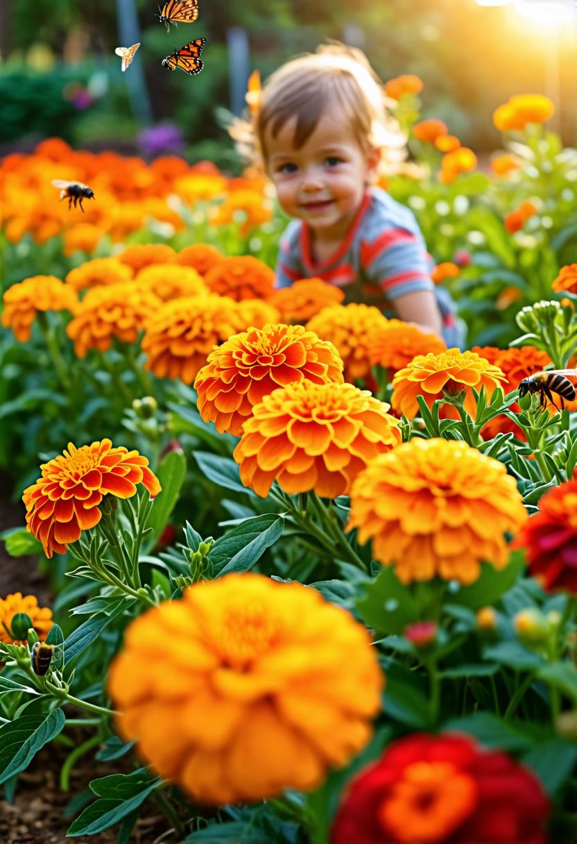 Marigolds in Raised Garden Beds