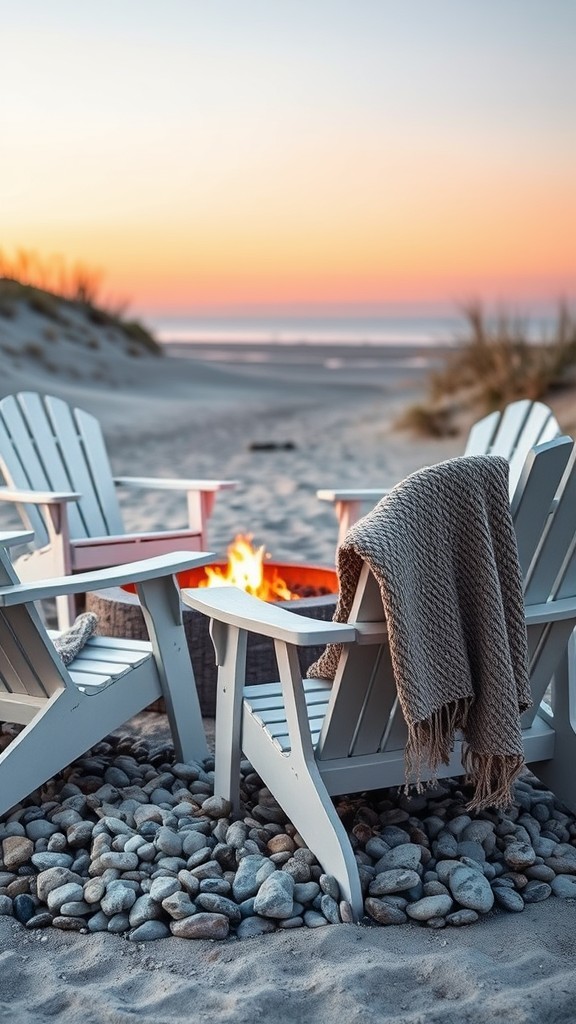 Beach-Style Fire Pit with Adirondack Chairs