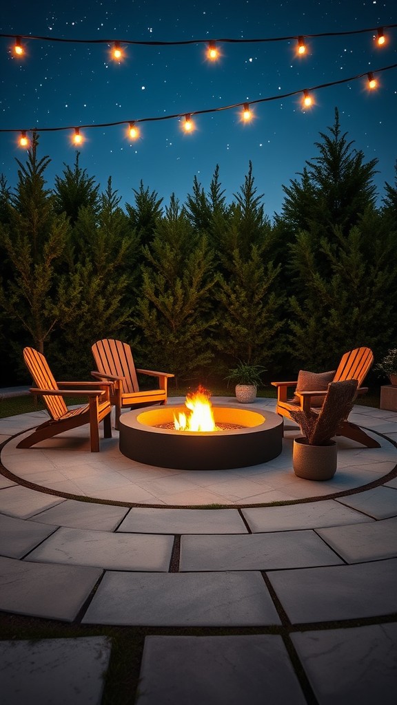 Circular Fire Pit Surrounded by Pavers