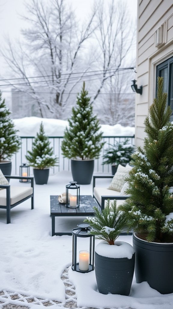 Decorate with Potted Evergreens