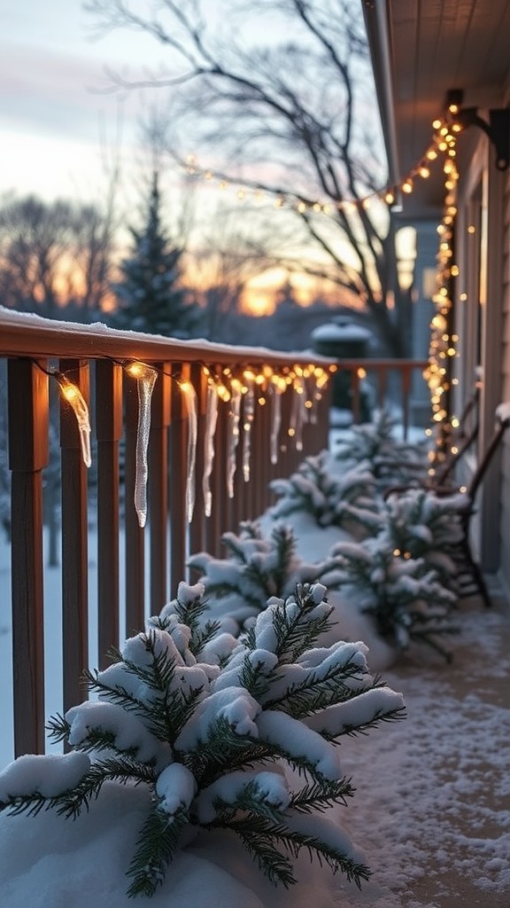 Icicle Lights along Railings