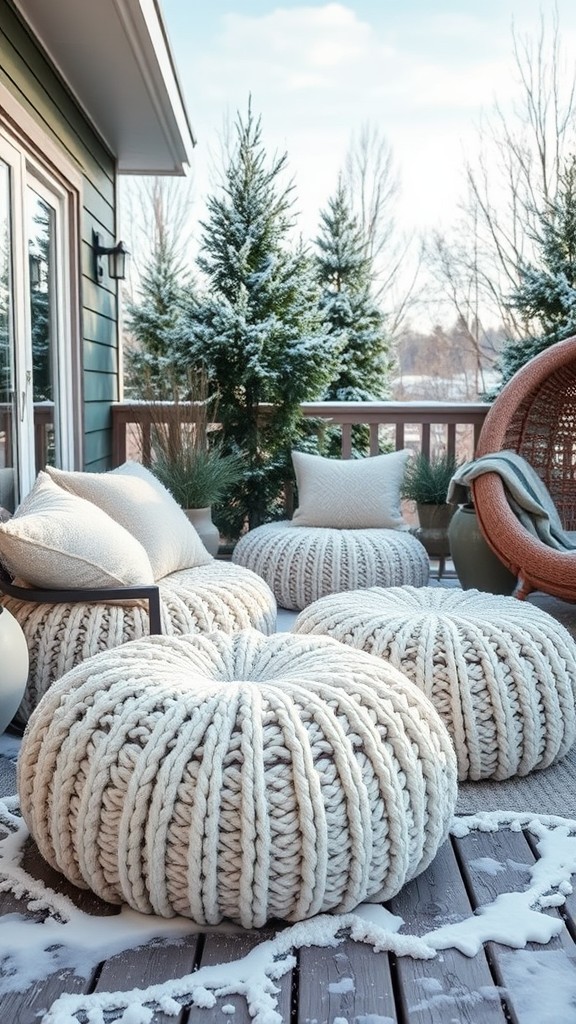 Knitted Poufs and Cushions